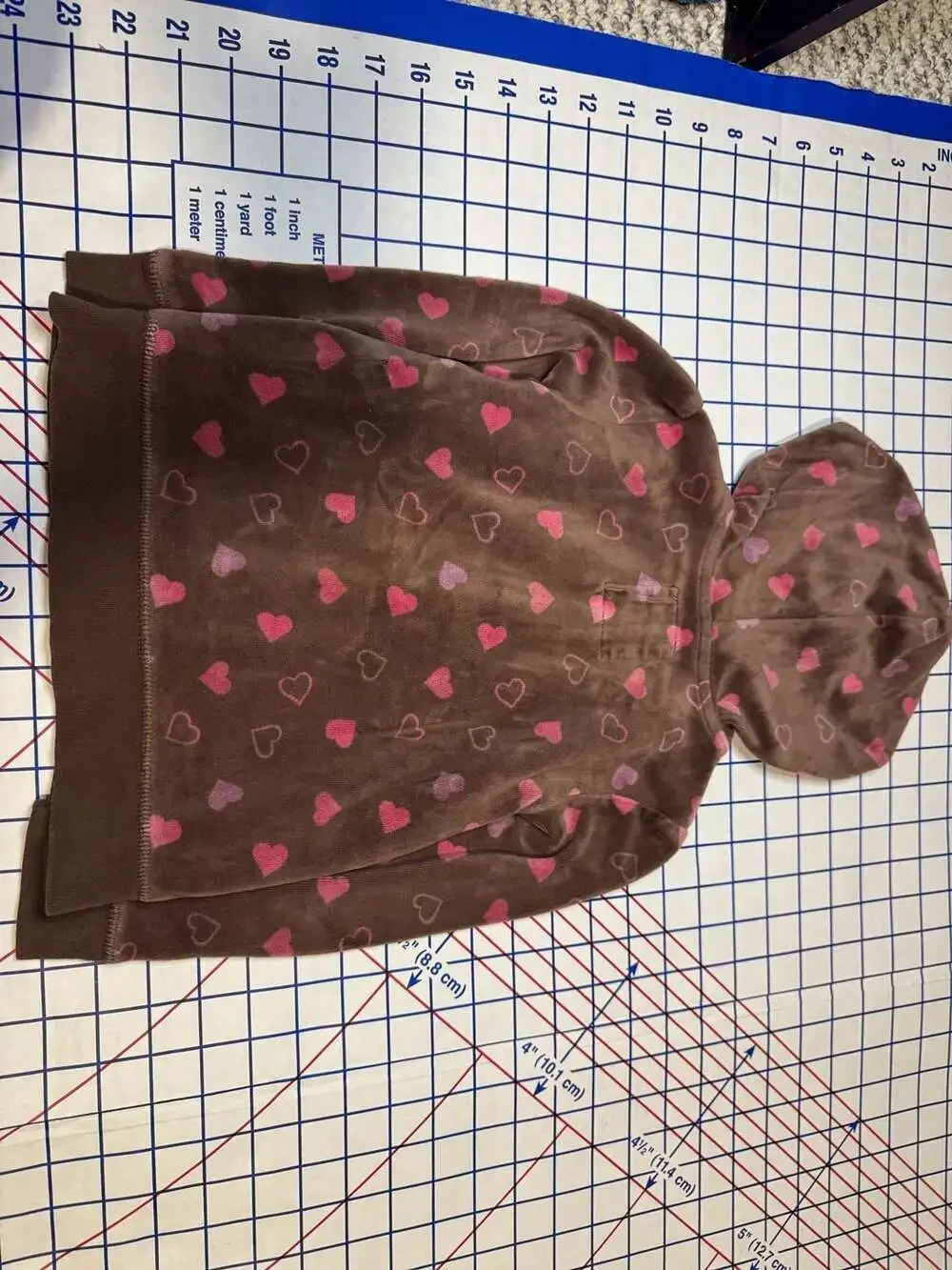 OshKosh B'Gosh Brown Pink Hearts Velour Zip Up Hoodie Toddler Size 4